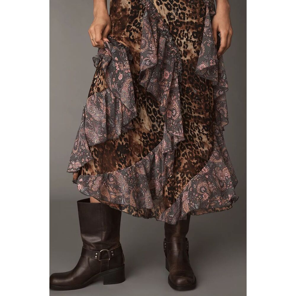 Anthropologie Ruffled Chiffon Maxi Dress - Picture 7 of 12